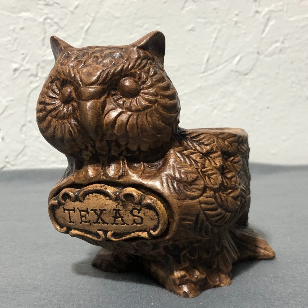 VTG Treasure Craft USA Owl TEXAS Souvenir Planter Ceramic Holder
